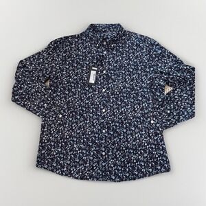 Slate and Stone New Mens Blue Floral Long Sleeve Button Down Size XL Dress Shirt